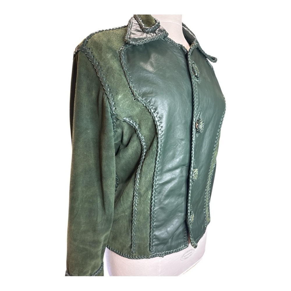 Vintage Green Leather Jacket - image 4